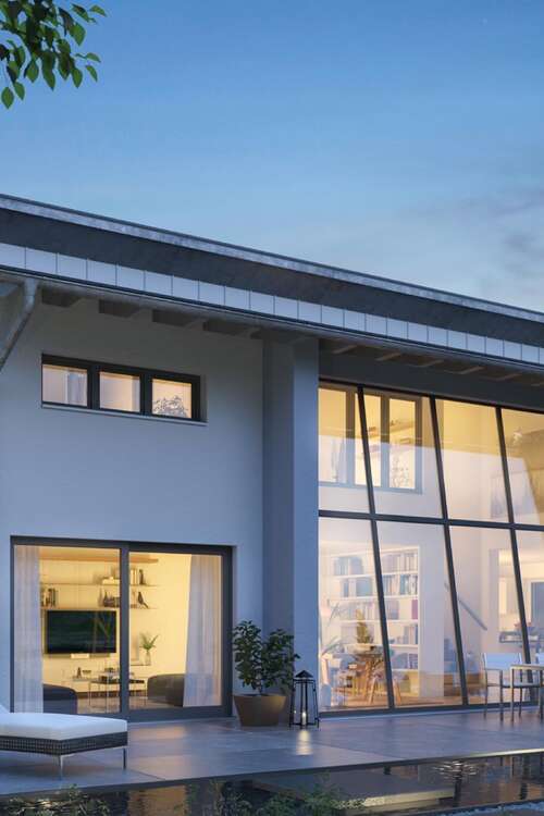 Modernes Einfamilienhaus mit großer Glasfront von MKM Traumhäuser