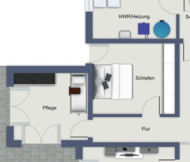 Variante 3: Schlafzimmer im Erdgeschoss und Zimmer für Pflegekraft